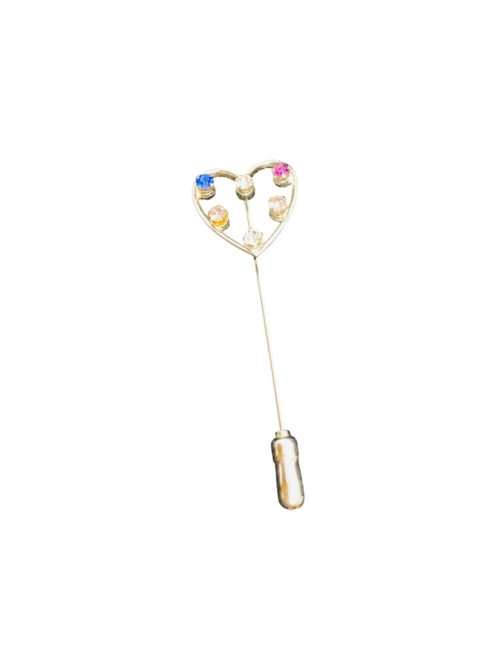 Vintage Anson Sterling & Rhinestone Heart Shaped Stick Pin (2164)